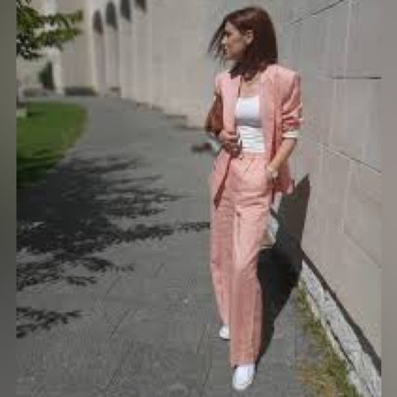 ZARA LINEN MENSWEAR STYLE BLAZER SZ M & LINEN PANTS PINK SZ L - Picture 10 of 16